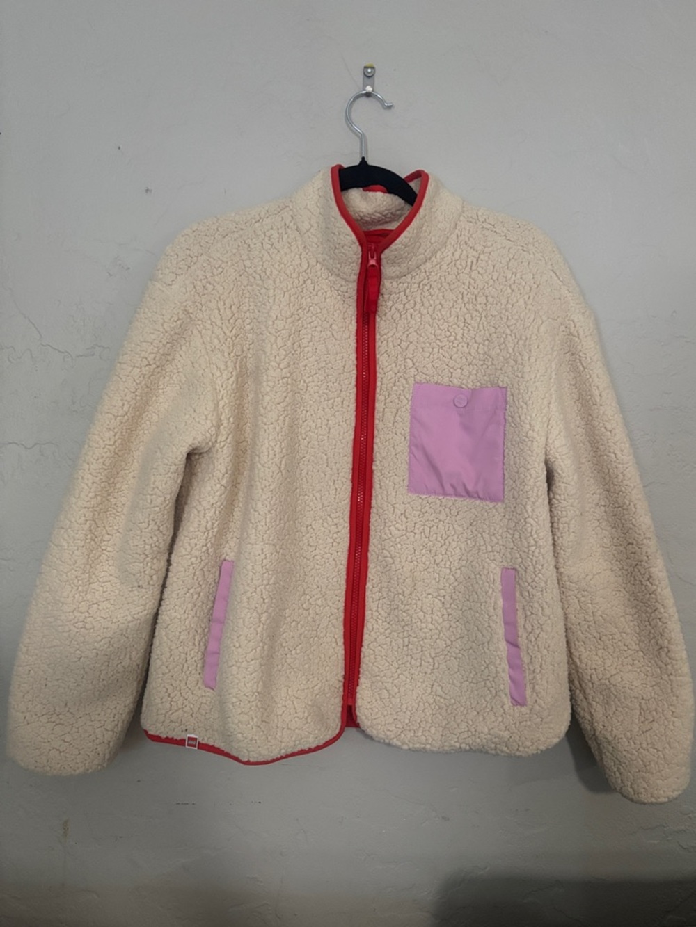 Lego Sherpa Jacket with Red Lining and Lilac Accents
